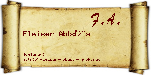 Fleiser Abbás névjegykártya